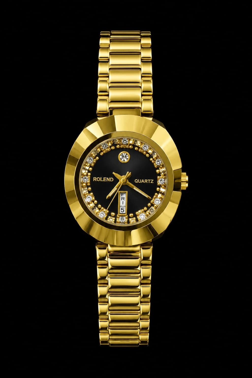 Aurely special Quartz Gold-Tone Watch – Black Dial